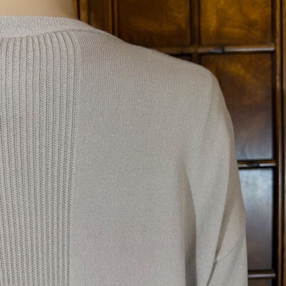Marla Wynne Taupe Ribbed Inserts High Side Slits Cardigan - Picture 11 of 16